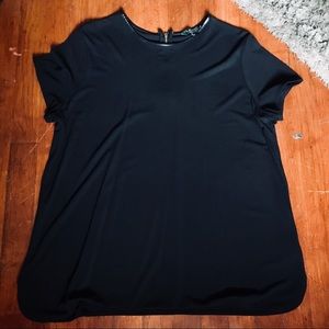 Ralph Lauren black blouse with leather trim